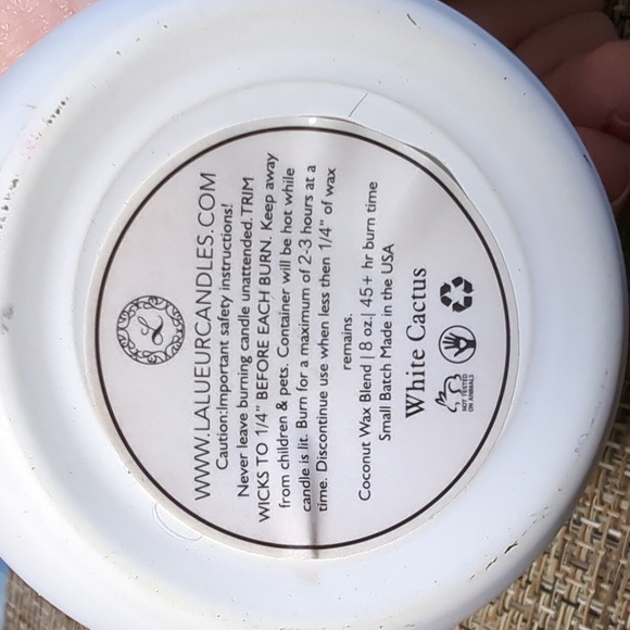 La Lueur Candle White Cactus Coconut Wax Blend Paragon Phthalate Free Glass Jar
